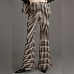 Anthropologie Black and White Houndstooth Flare Pants